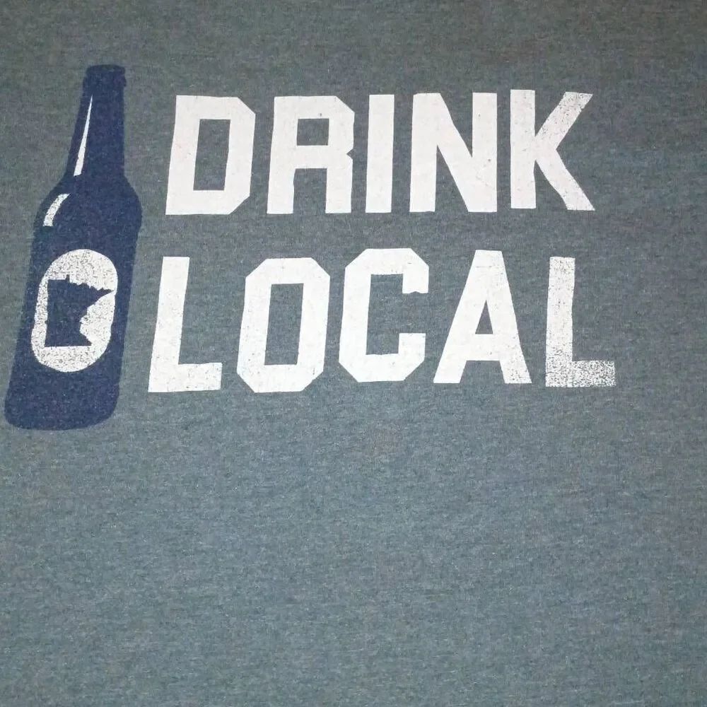 Drink Local Collectible T-shirt  Size Small  PTP 17" Length 26" Color Blue  50%